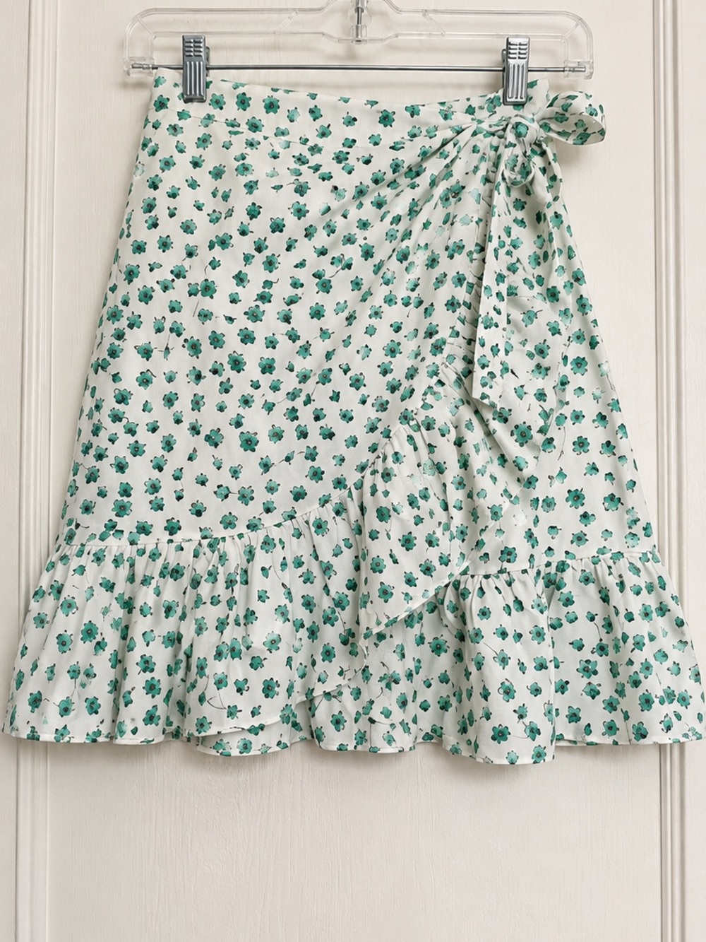 Rebecca Taylor Women’s Ruffle Wrap Skirt Green flower print Size 2